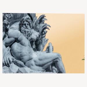 Crystal and methacrylate Greek sculpture painting 80*120 cm