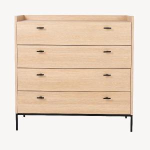 COMODA HABIT 4 CAJONES, GUIA FRENO 100*101*41 CM. ROBLE ARZUA, LAMINADO 19 MM, BASE METAL