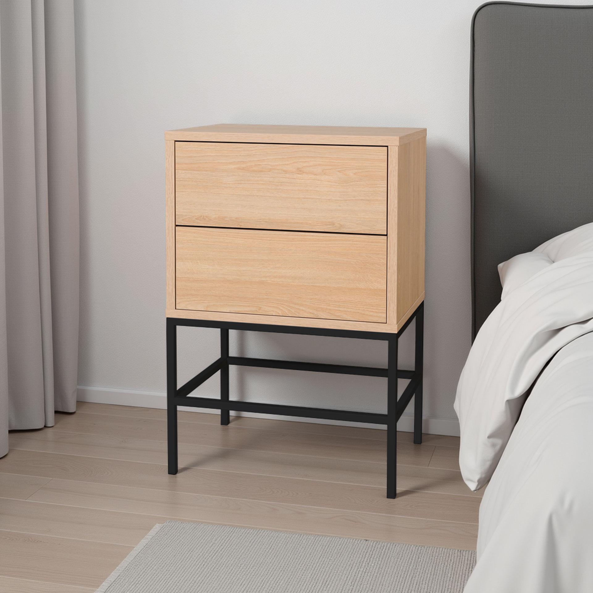 Push 2 C Tisch, Eichenmelamin, Metallgestell, 72,5*48*33,5 cm