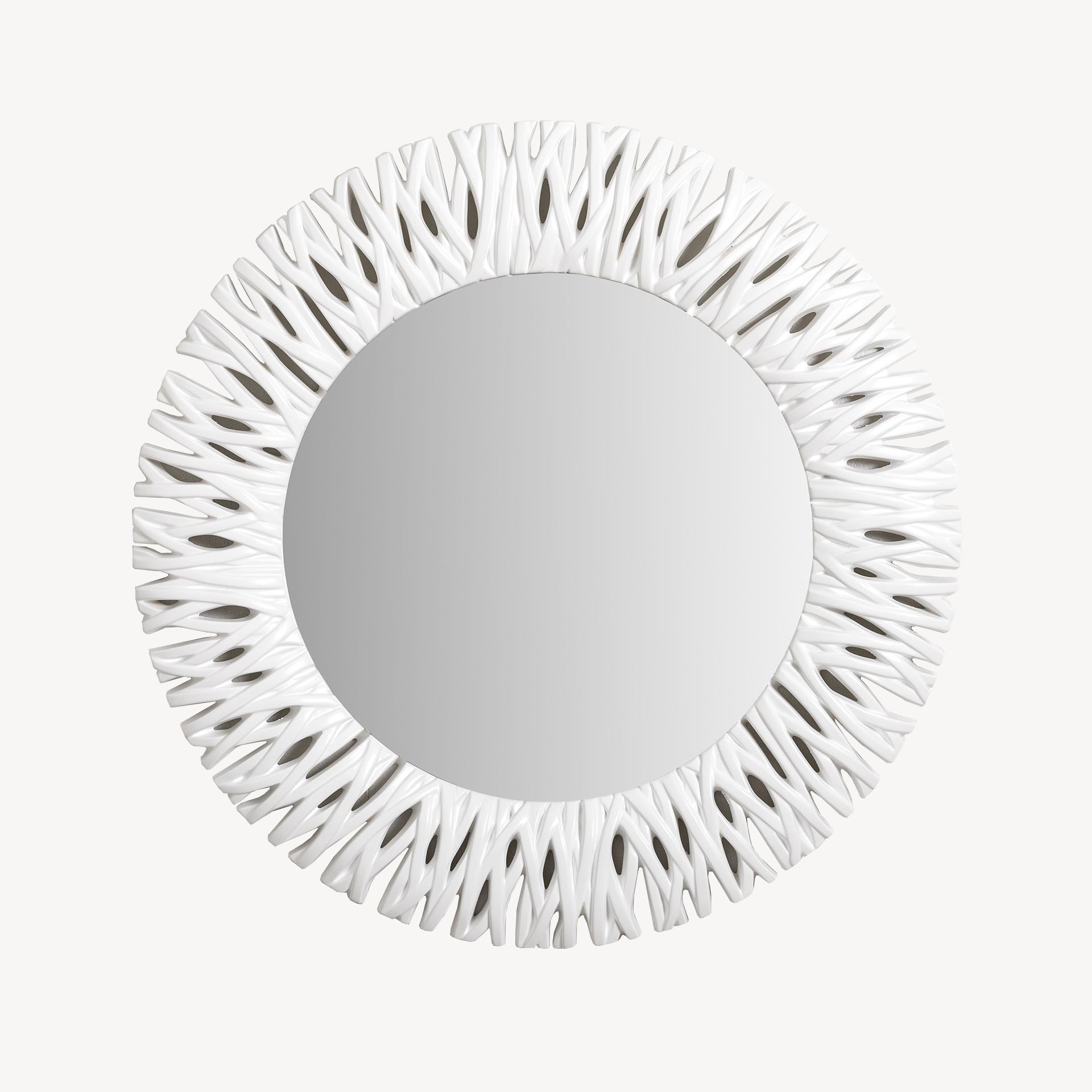 White resin mirror 102*102 cm