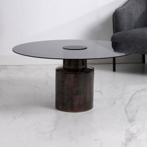 Mesa de centro en madera de mango y cristal