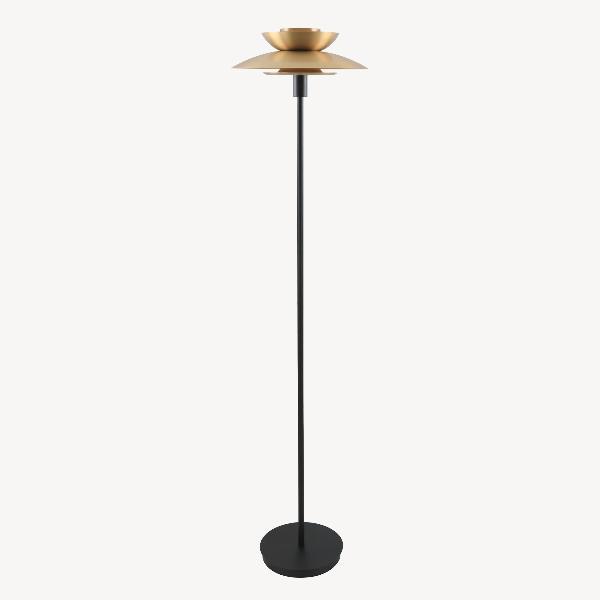 LÁMPARA PIE DINA 163*38 CM. NEGRO MATE, PANTALLA DORADA.