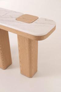 Consola Delfos, chapa roble y porcelanico blanco 120 cm