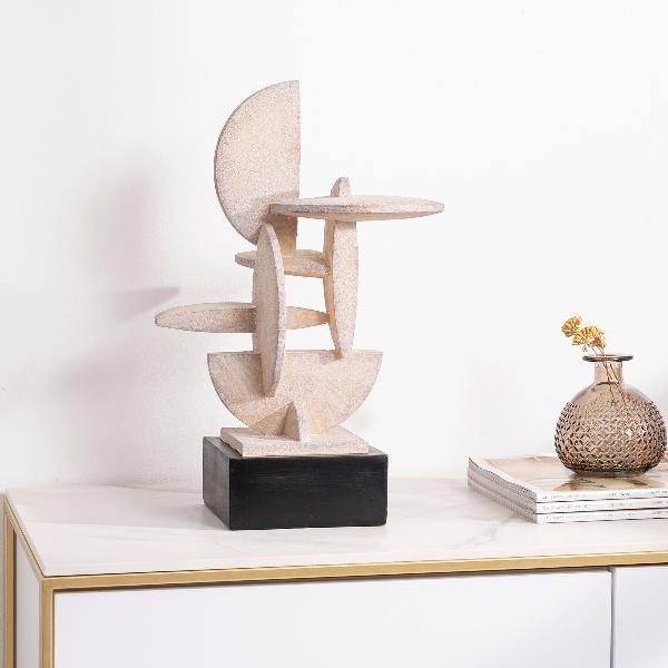 ESCULTURA POLYRESINA 41*23*28 CM. EFECTO PIEDRA  Y BASE NEGRO
