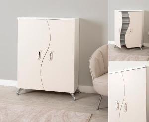 Lackiertes Schuhregal mit Metallbeinen 122*80*36