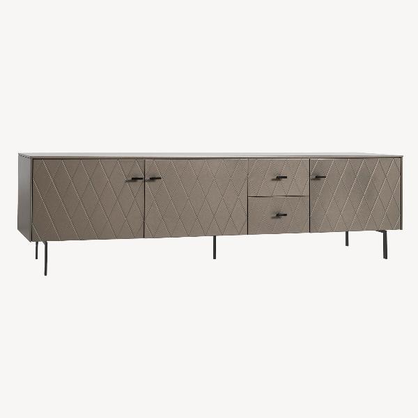 MUEBLE TV DIAMOND 3 PUERTAS + 2 CAJONES, VISAGRAS Y CAJONES DE FRENO 222*50.5*40 CM. LACADO PERLADO