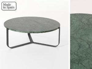 Mesa de centro redonda con base metal y tapa mármol