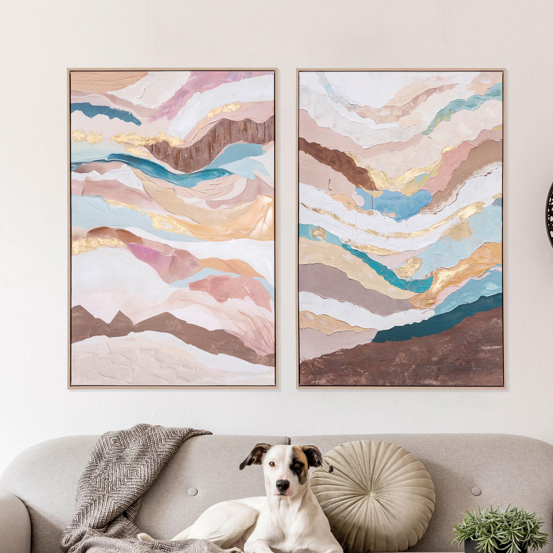 Set of 2 oil paintings with wooden frame 60*90 cm/unit.