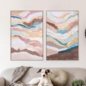 Set of 2 oil paintings with wooden frame 60*90 cm/unit.