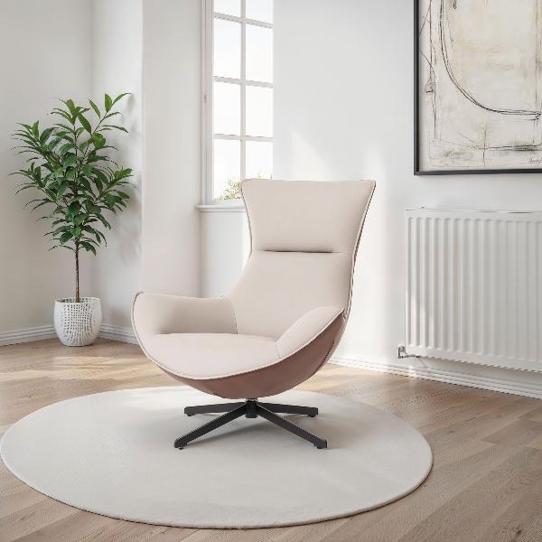 SILLON HANS GIRATORIO 360º. TAPIZADO CALDERA Y BEIGE (ANTIMANCHAS, IGNIFUGO, ANTIARAÑAZOS MASCOTAS) 102*102*87 CM