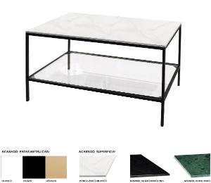 Mesa de centro de metal y tapa mármol 90 cm