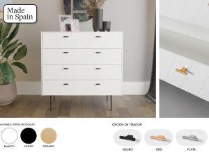 Comoda Diamon 4 C lacado blanco 102*90*42 cm