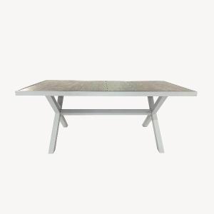 White outdoor table with ceramic top 185*94*75 cm