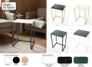 Mesita auxiliar metal y tapa marmol 58*40*30