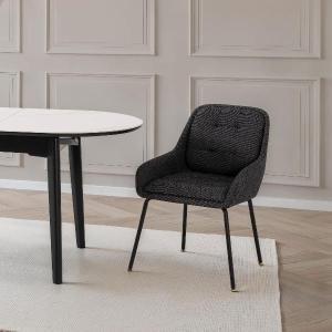 SILLA BELMONT, TAPIZADO GRIS MARENGO, PATAS METAL NEGRO