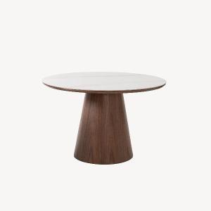 Dining table 120 cm. Walnut veneer and white porcelain
