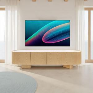 Mueble TV Pompeya chapa roble y porcelánico 221 cm