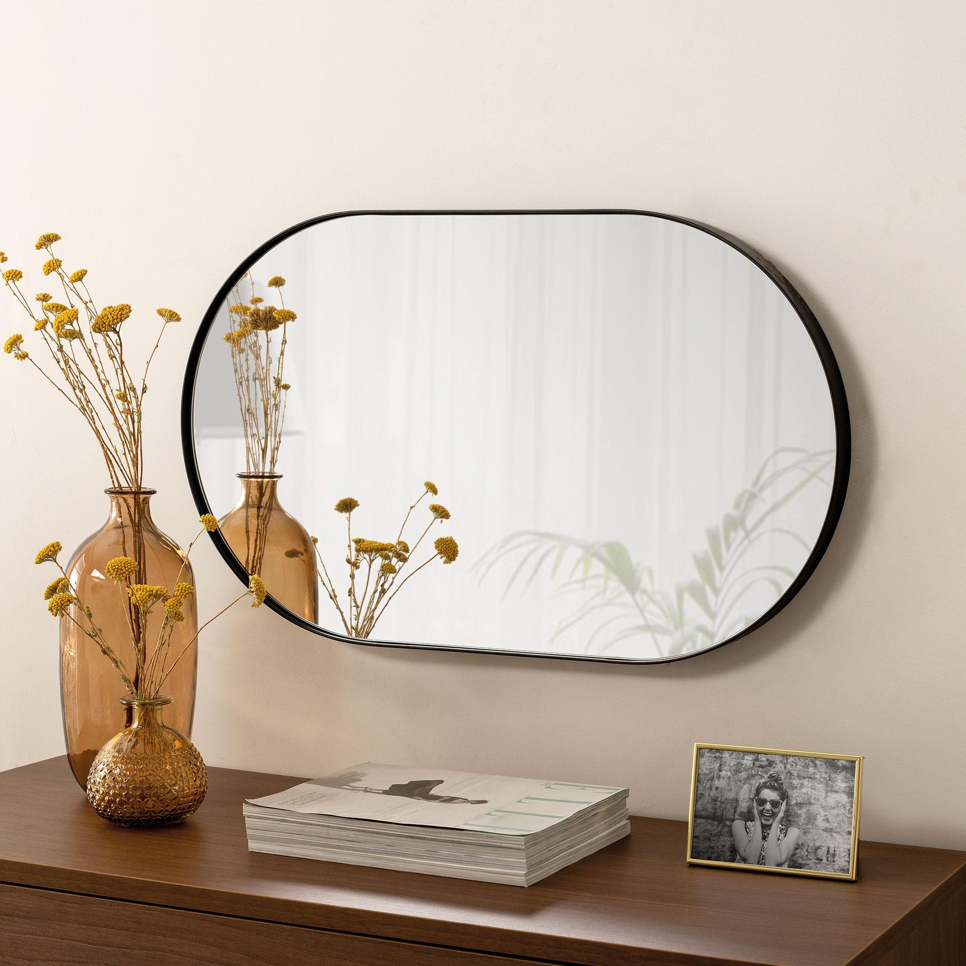 Oval mirror aluminum frame 100*60 cm