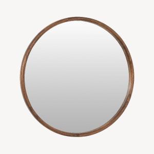 Circular mirror 90x90 cm solid walnut wood