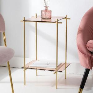 Tavolo in ferro battuto con piano in vetro e ripiano 40*60*40