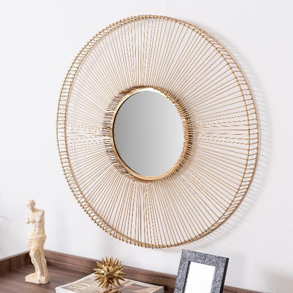ESPEJO VARILLAS METAL DORADO 76*76 CM
