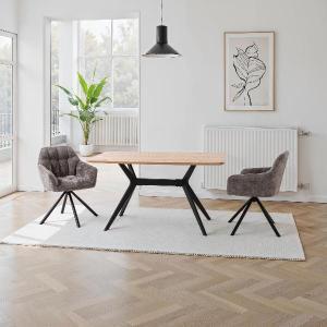 SILLA IRIS GIRATORIA 360º, TAPIZADO GRIS, PATAS METAL NEGRO. 83*58*59 CM