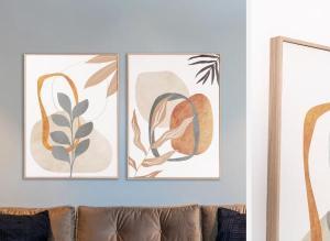 Set 2 cuadro con marco madera 50*70 cm/Ud.