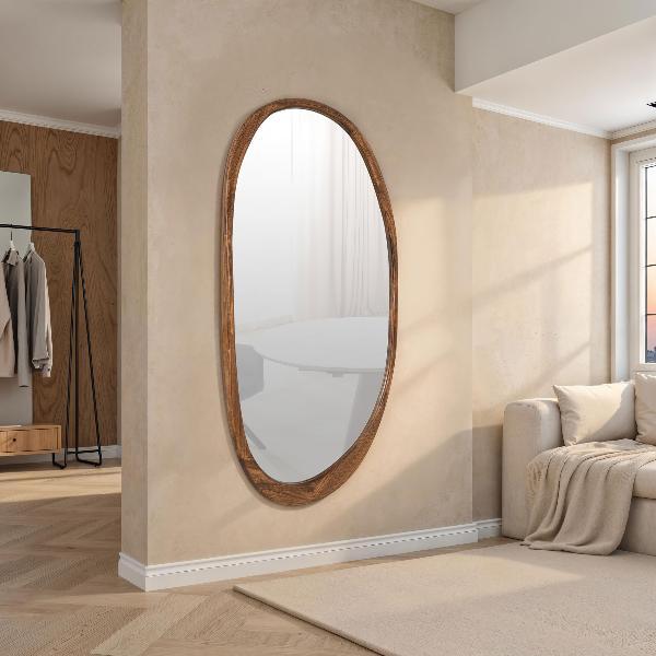 ESPEJO PARED MADERA NOGAL 180*75 CM, FORMA IRREGULAR