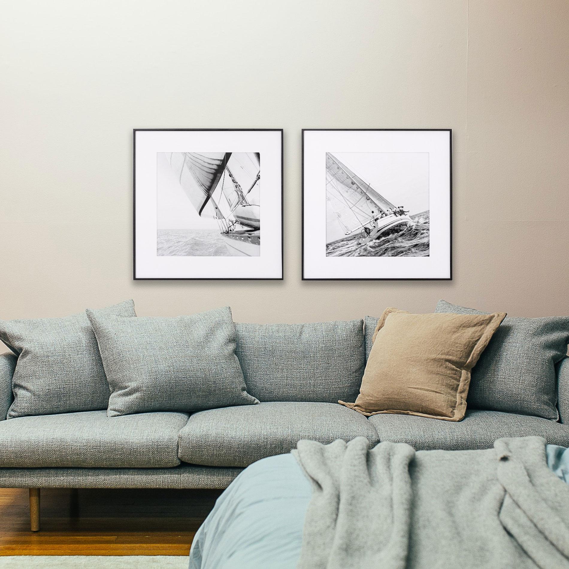 Set of 2 pictures with wooden frames 50*50 cm/unit.