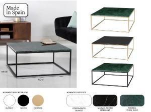 Mesa de centro metal y tapa de mármol