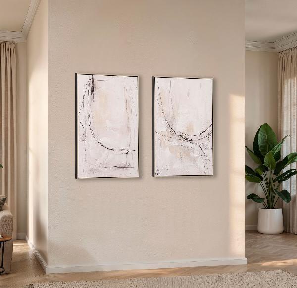 SET 2 CUADROS OLEO 60*90*3.5 CM. MARCO MADERA