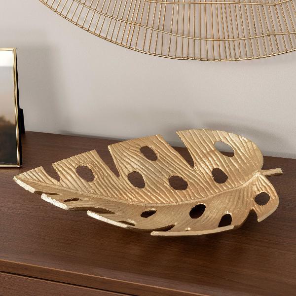 CENTRO MESA METAL DORADO. 40*29*6  CM