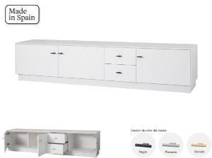 Mueble TV Diamond 3 P + 2 C lacado blanco 222*50*40 cm