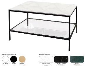 Mesa de centro de metal y tapa mármol 90 cm