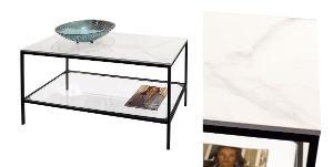 Mesa de centro de metal y tapa mármol 90 cm