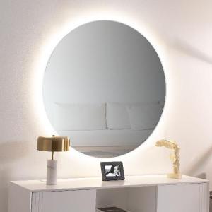 Round white resin LED light mirror 80 cm