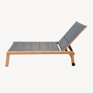 TUMBONA RECLINABLE DE EXTERIOR OLIVIA, BASE ALUMINIO EFECTO MADERA CON TEXTILENE ANTRACITA. 164/198*60.5*36/95 CM