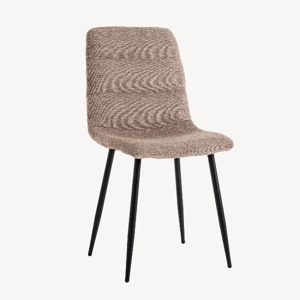 SILLA EMMA. 90*44*55 CM, TAPIZADO ANTIMANCHAS COLOR CAMEL. PATAS METAL NEGRO PINTURA EPOXI