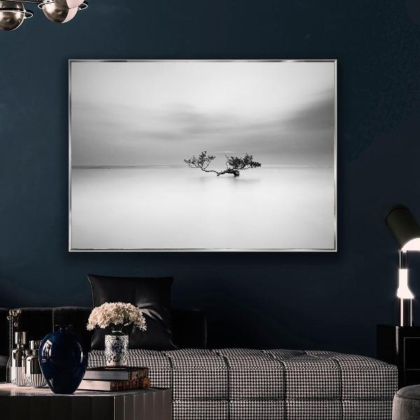 CUADRO FOTO CRISTAL CON MARCO PLATA 120*80 CM.