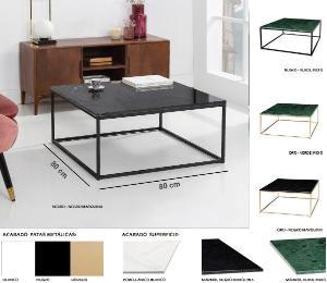 Mesa de centro metal y tapa de mármol