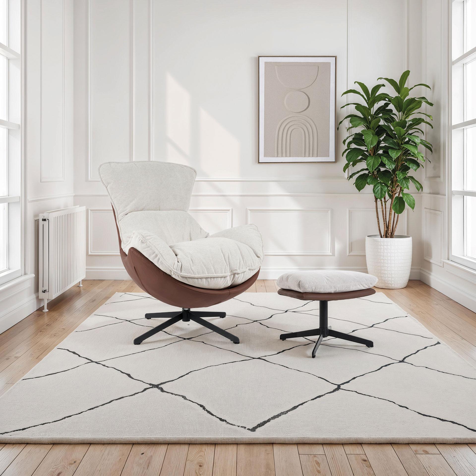 Hans 360º swivel armchair, terracotta upholstery