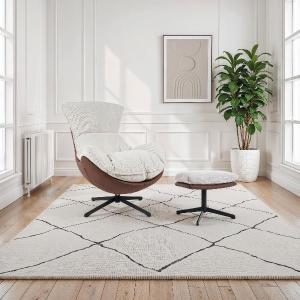 Hans 360º swivel armchair, terracotta upholstery