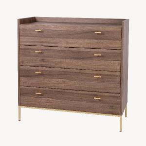 COMODA HABIT 4 CAJONES, GUIA FRENO 100*101*41 CM. NOGAL EMPERADOR, LAMINADO 19 MM, BASE METAL