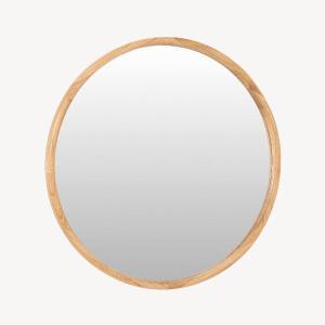 Circular mirror 90x90 cm solid oak wood