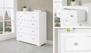 Comoda Munich 4 cajones, lacado blanco 103*95*43 cm