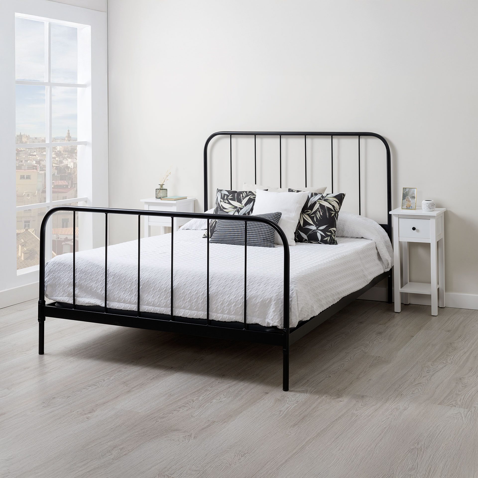 Cama completa forja cabecero curvo 90 cm