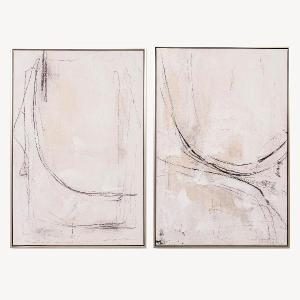 Set de 2 cuadros al óleo con marco de madera. 60*90 cm/ud.