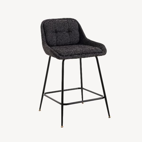 TABURETE BELMONT, TAPIZADO GRIS MARENGO, PATAS METAL NEGRO, ASIENTO 65 CM. 80*54*55 CM