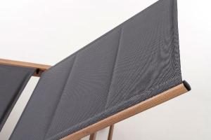 Lettino prendisole reclinabile Olivia, alluminio effetto legno e textilene antracite