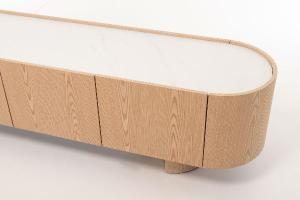 Mueble TV Pompeya chapa roble y porcelánico 221 cm